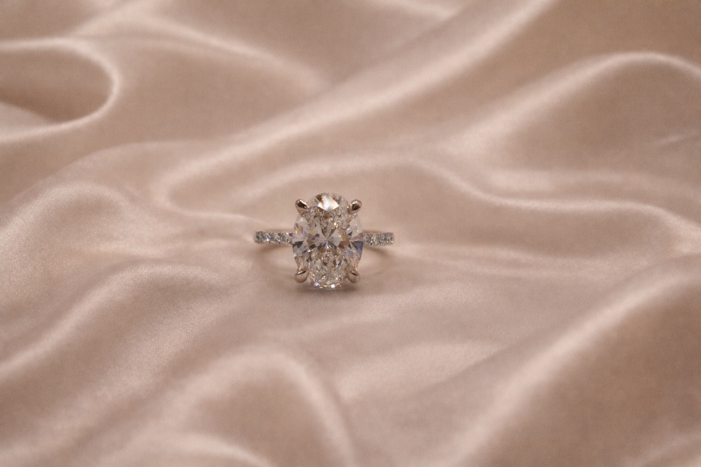 4 Carat Oval Lab Diamond Engagement Ring – Hidden Halo