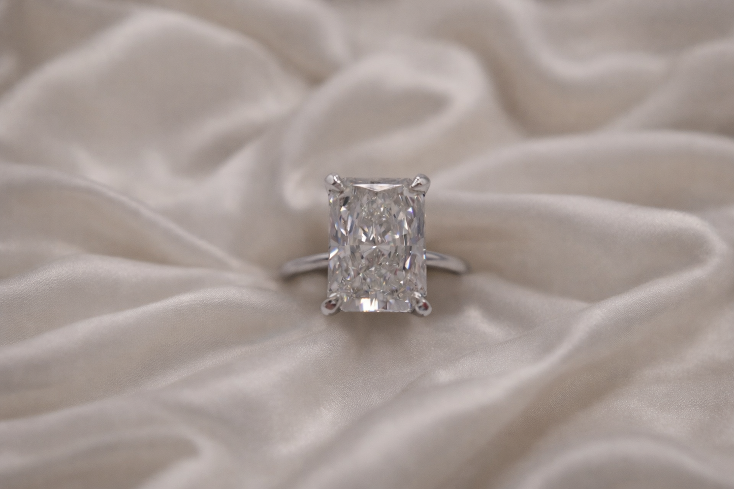 4.00ct Radiant Cut Lab-Grown Diamond Hidden Halo Solitaire