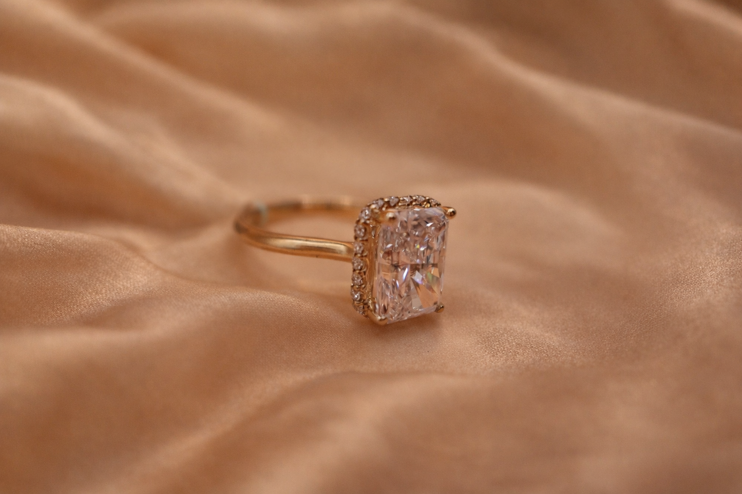 Radiant Elegance: 3.37ctw Diamond Cathedral Halo Ring