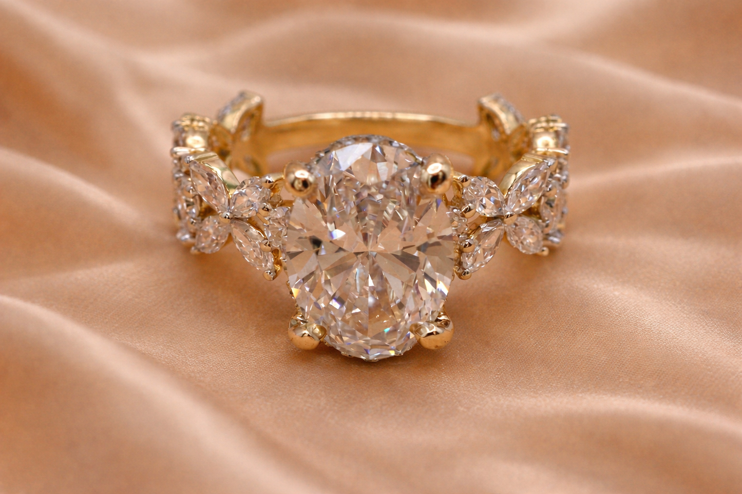 Nature-Inspired Grandeur: 4.25ctw Oval Lab Diamond Ring